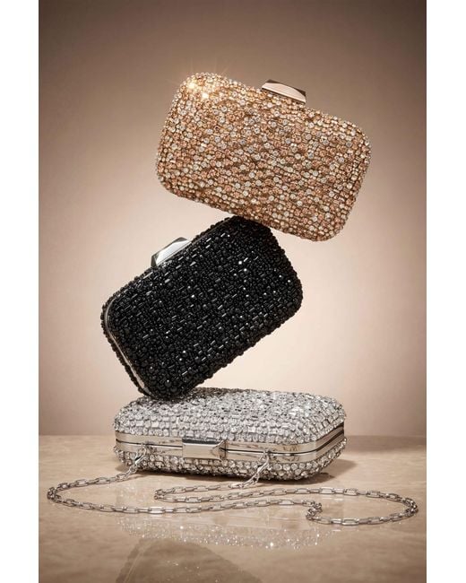 Rebecca Vallance White Embellished Square Clutch