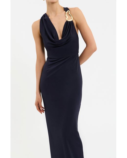Rebecca Vallance Blue Ayesha Halter Maxi Dress