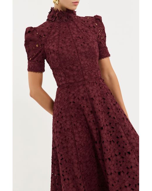 Rebecca Vallance Purple Kitsu Short Sleeve Midi Dress