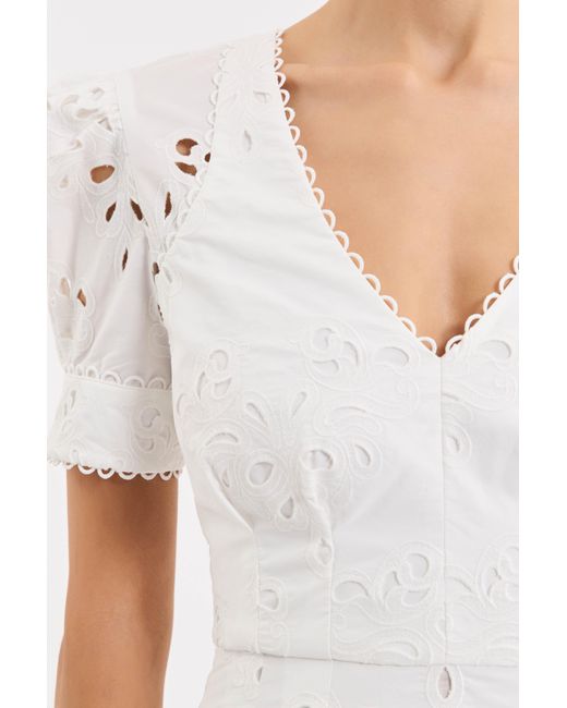 Rebecca Vallance White Artesan Short Sleeve Midi Dress