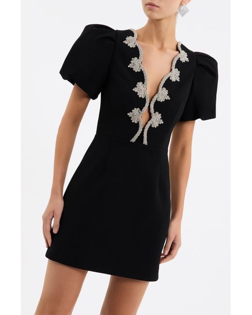 Rebecca Vallance Black Harlynn Puff Sleeve Mini Dress