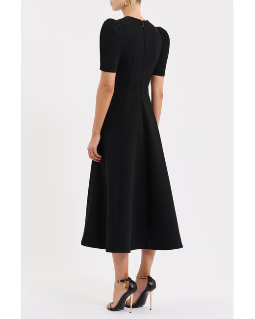 Rebecca Vallance Black Alexandrite Short Sleeve Midi Dress