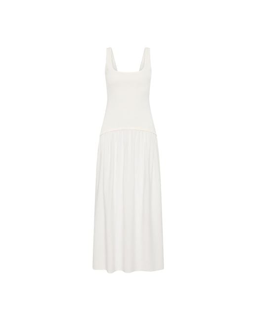 Rebecca Vallance White Kahlia Ivory Linen Blend Midi Dress With Belt