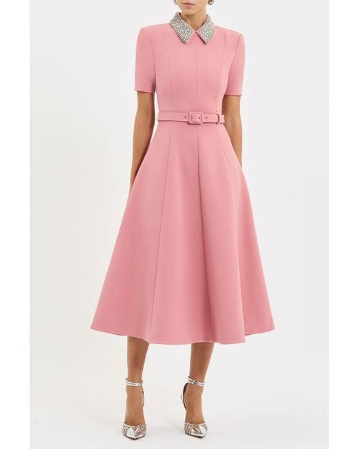 Rebecca Vallance Pink Xena Short Sleeve Midi Dress