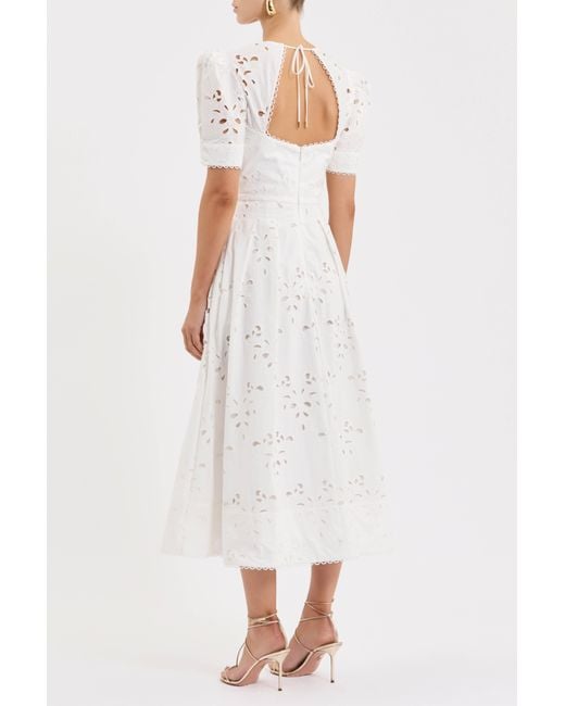 Rebecca Vallance White Artesan Short Sleeve Midi Dress