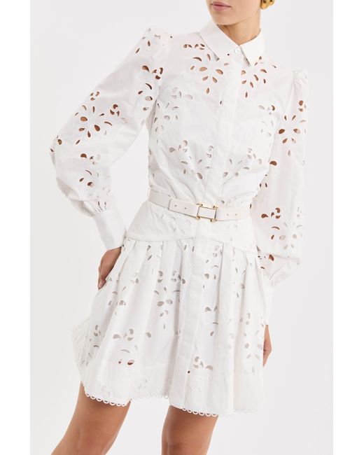 Rebecca Vallance White Artesan Long Sleeve Mini Dress