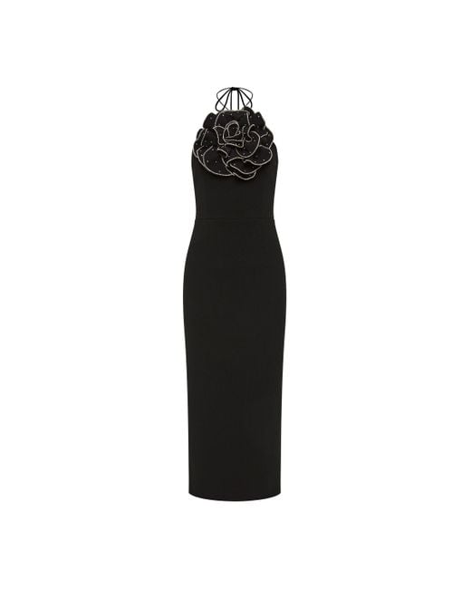 Rebecca Vallance Black Eliana Halter Midi Dress