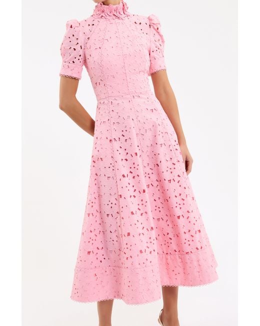 Rebecca Vallance Pink Kitsu Short Sleeve Midi Dress