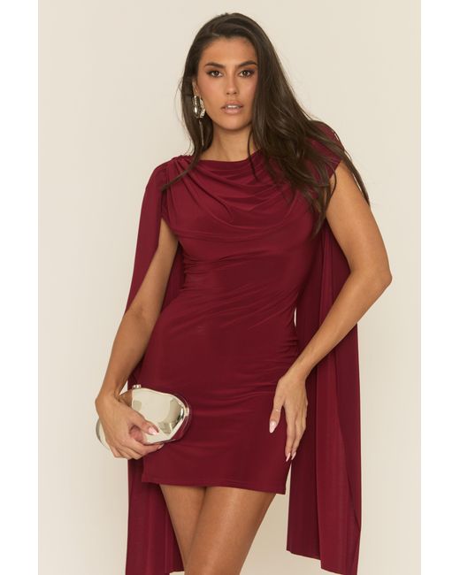 Rebellious Fashion Gathered Cape Mini Dress