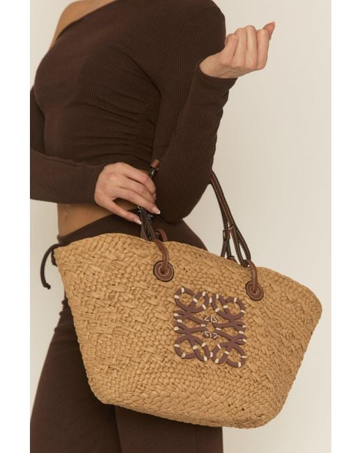Rebellious Fashion Brown Logo Detail Raffia Tote Bag