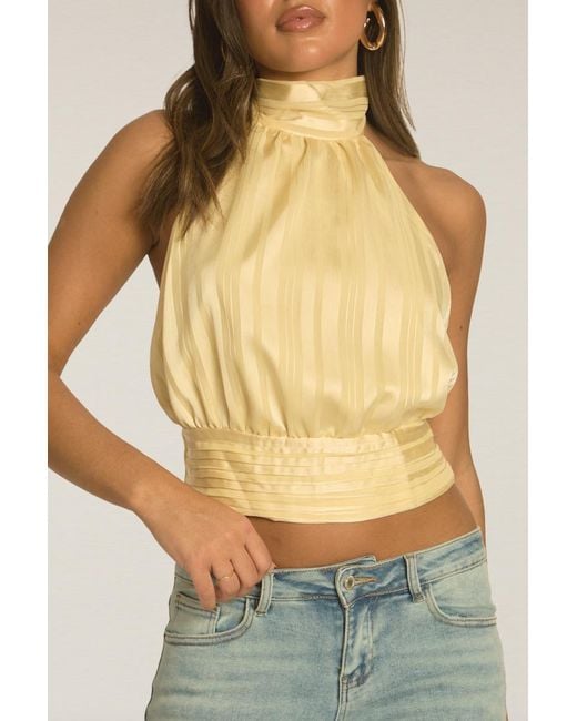 Rebellious Fashion Yellow Halterneck Blouson Top