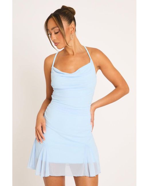 Rebellious Fashion Blue Godet Hem Mini Dress