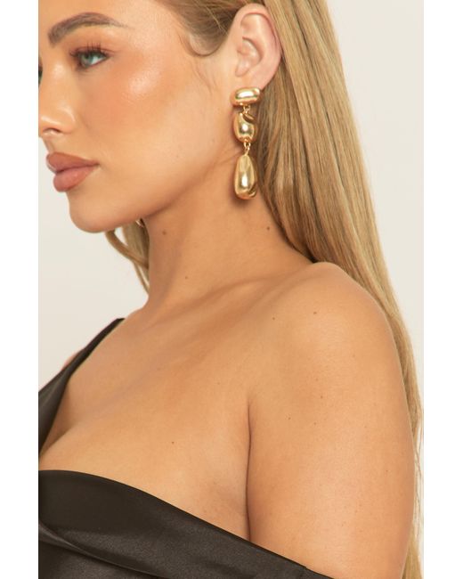 Rebellious Fashion Brown Drop Detail Stud Earrings