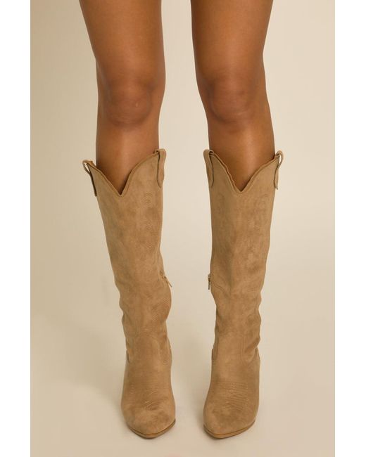 Rebellious Fashion Green Embroidered Pointed Toe Knee High Cowboy Boots