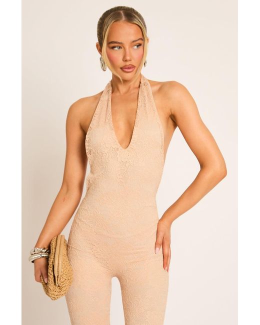 Rebellious Fashion Natural Lace Corset Capri Jumpsuit