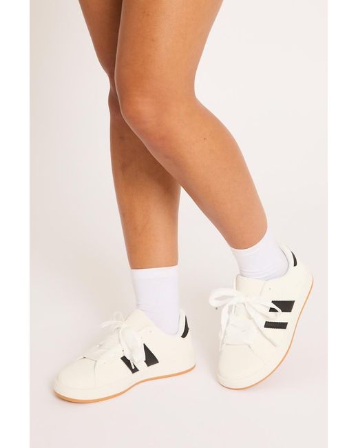 Rebellious Fashion White Stripe Detail Trainers