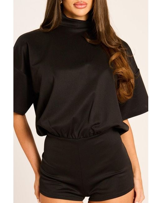 Rebellious Fashion Black Open Back Micro Playsuit