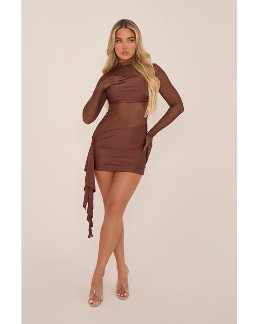 sachin and babi light blue dress Maison De Gala Lara Chocolate Satin Mini Dress in Brown