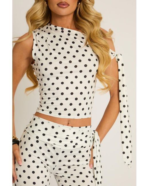 Rebellious Fashion Natural Tie Shoulder Top And Capri Pants Co-Ord Set