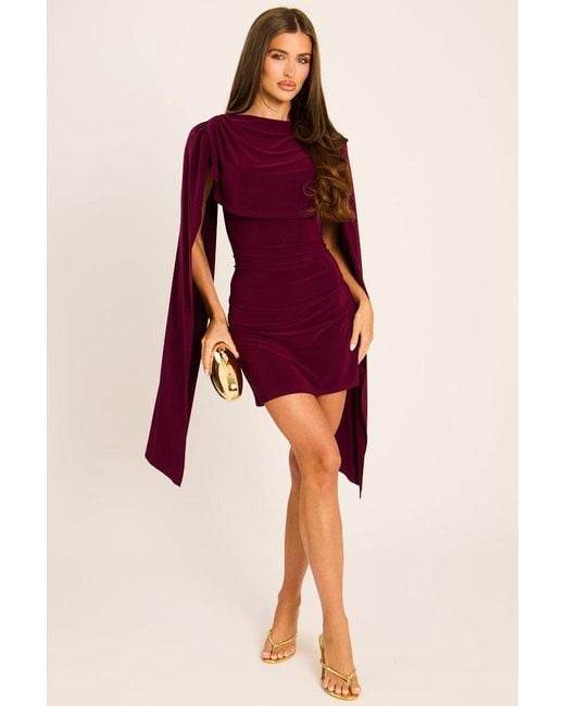 Rebellious Fashion Gathered Cape Mini Dress