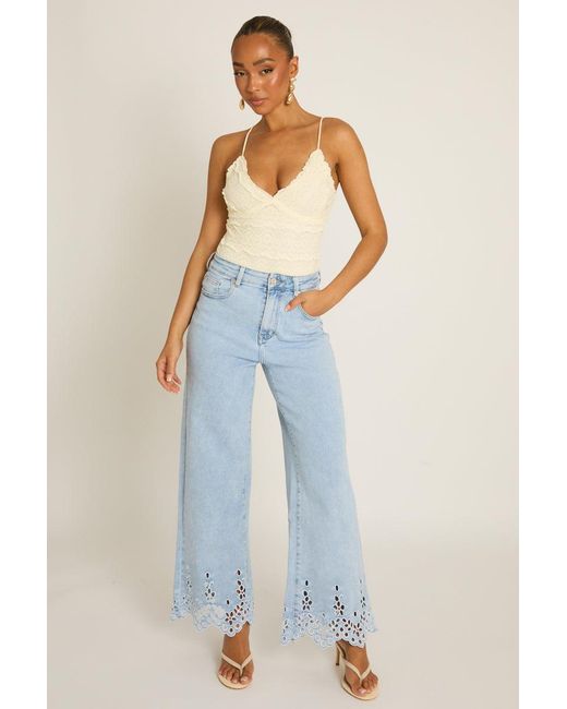 Rebellious Fashion Blue Lace Frill Bodysuit