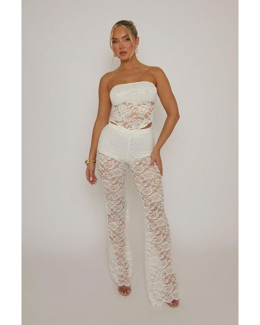 Rebellious Fashion Brown Lace Bandeau Top