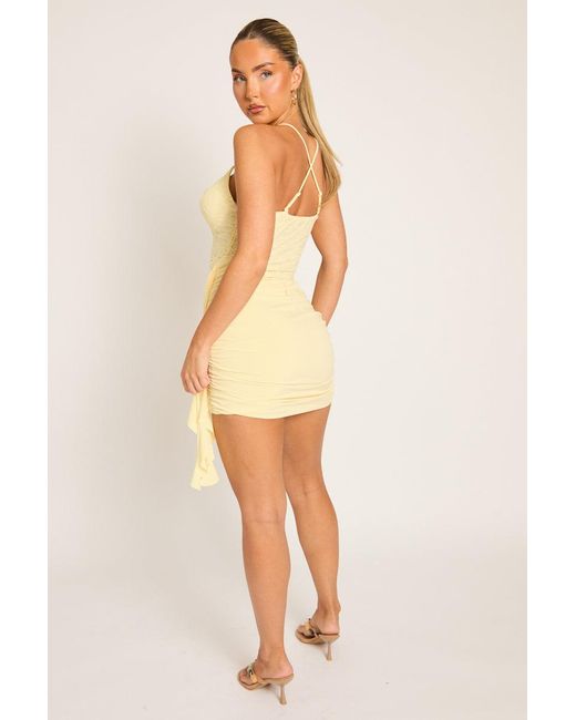 Rebellious Fashion Natural Lace Cut Out Ruffle Mini Dress