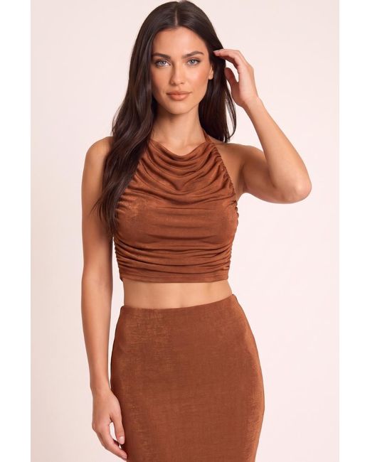 Rebellious Fashion Multicolor Textured Slinky Draped Top And Maxi Skirt Co-Ord Set