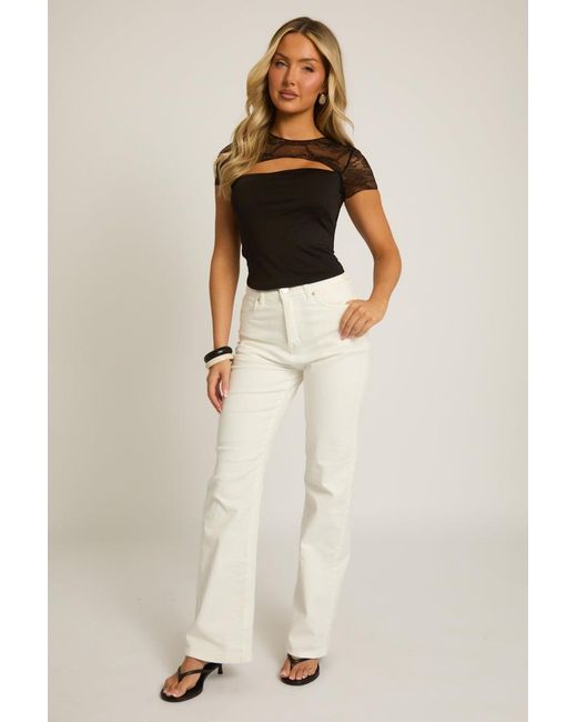 Rebellious Fashion Black Lace Detail Top