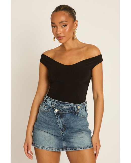 Rebellious Fashion Blue Off Shoulder Bodysuit