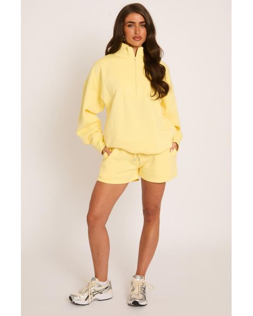 Rebellious Fashion Yellow Oversized Half Zip Sweater And Joggers Loungewear Co-Ord Set