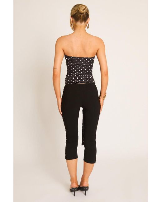Rebellious Fashion Black Bengaline Split Hem Capri Pants