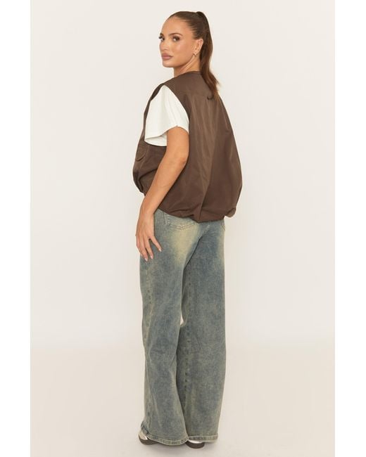 Rebellious Fashion Brown Cropped Utility Jacket