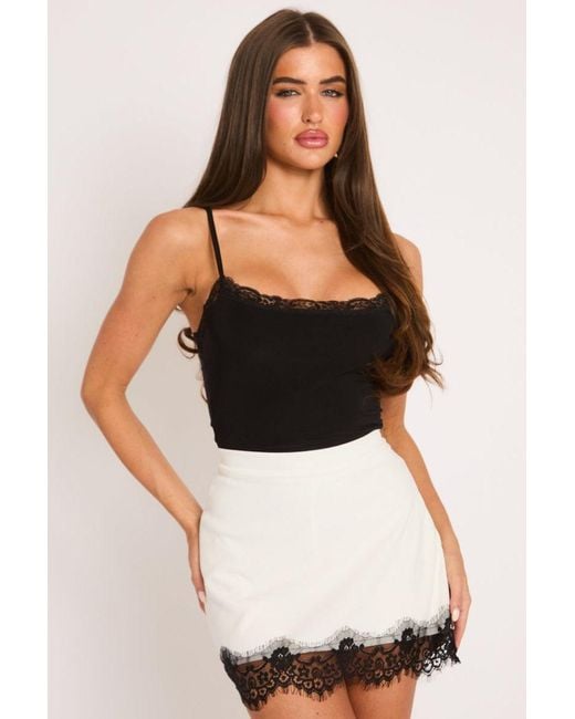 Rebellious Fashion White Lace Trim Mini Skort