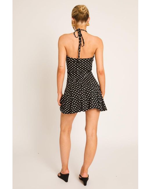 Rebellious Fashion Black Polka Dot Godet Hem Mini Dress