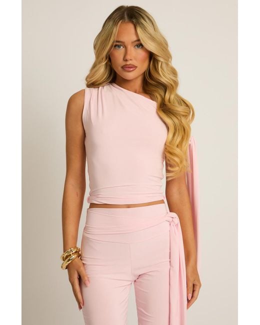 Rebellious Fashion Natural Tie Shoulder Top And Capri Pants Co-Ord Set