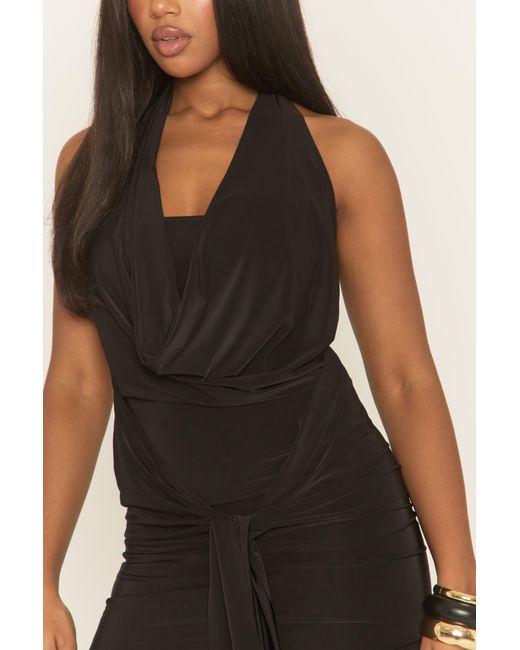 Rebellious Fashion Black Cowl Neck Drape Mini Dress