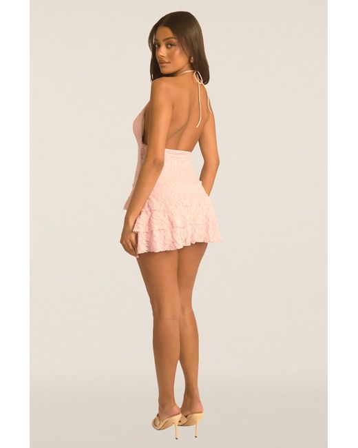 Rebellious Fashion Pink Lace Ruffle Skort Playsuit