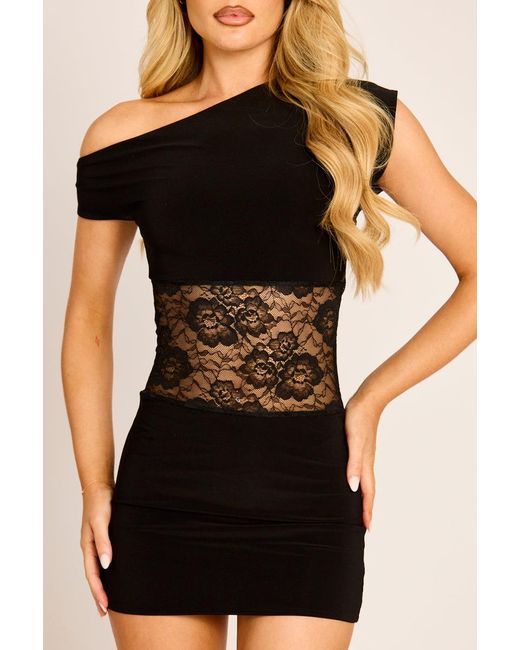 Rebellious Fashion Black Lace Asymmetric Mini Dress