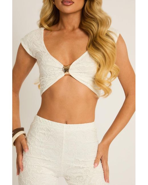Rebellious Fashion Natural Trim Top And Capri Pants Co-Ord Set