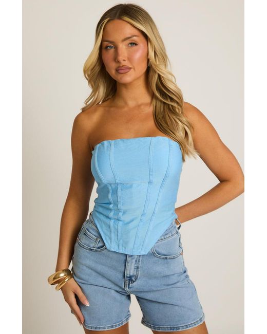 Rebellious Fashion Blue Bandeau Corset Top