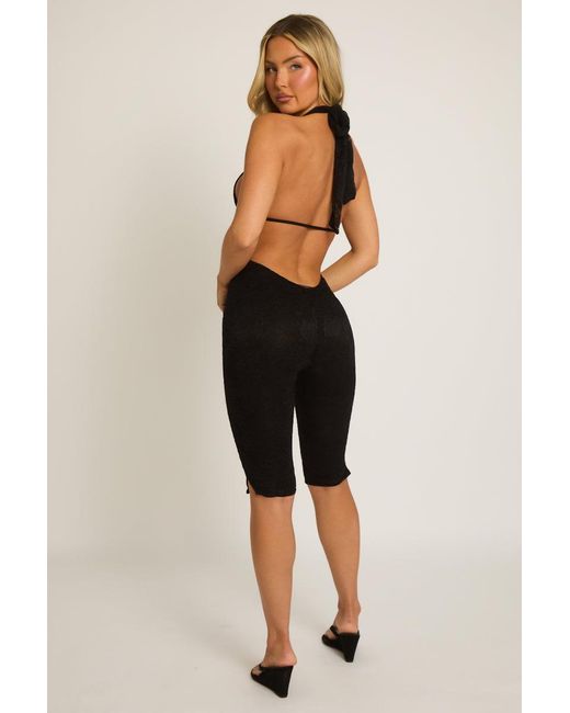 Rebellious Fashion Black Lace Corset Capri Jumpsuit