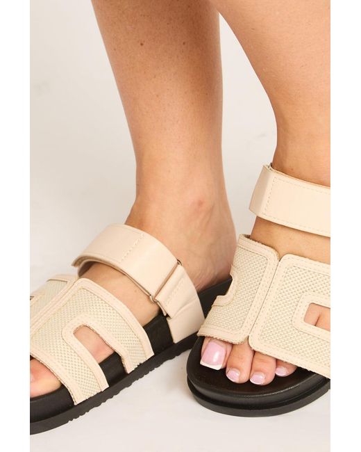 Rebellious Fashion Natural Textured Caged Slider Sandals