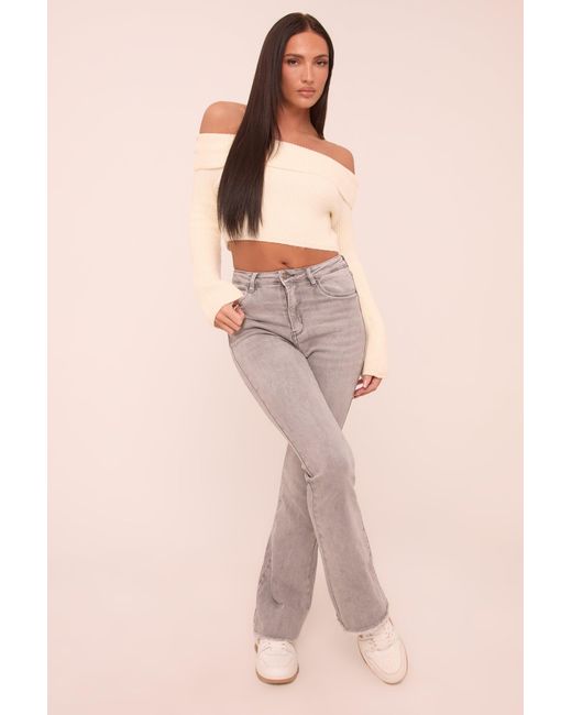 Rebellious Fashion Natural Light High Waist Kick Flare Frayed Hem Denim Jeans