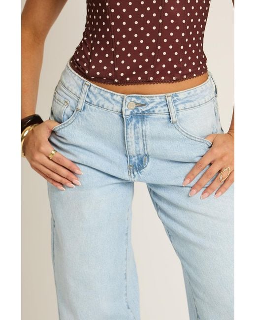 Rebellious Fashion Blue Acid Wash Wide Leg Jeans
