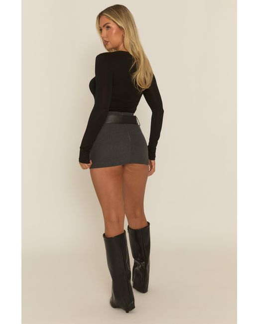 Rebellious Fashion Black Woven Belted Skort