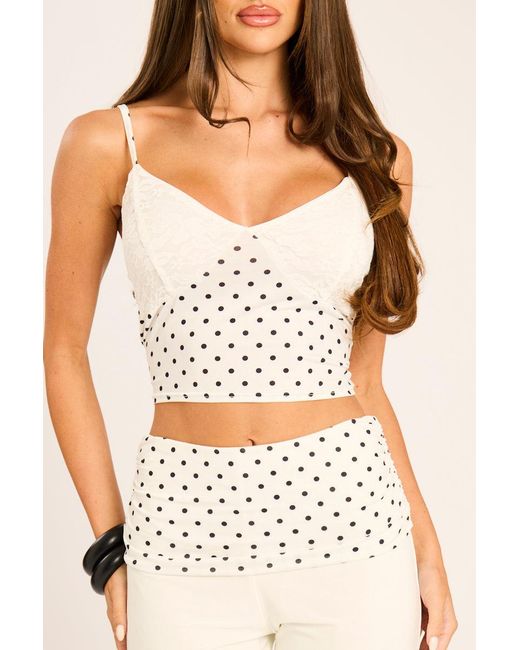 Rebellious Fashion Natural Lace Detail Crop Top And Capri Pants Co-Ord Set