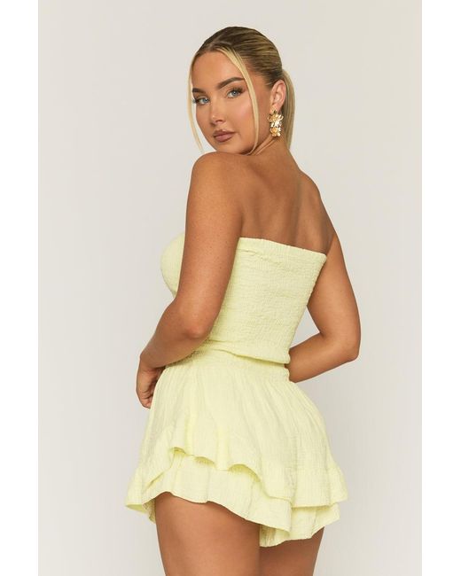 Rebellious Fashion Multicolor Butter Shirred Textured Ruffle Playsuit