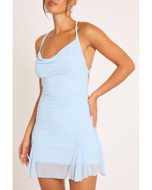 Rebellious Fashion Blue Godet Hem Mini Dress