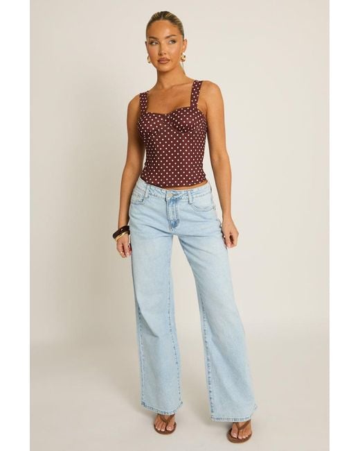 Rebellious Fashion Blue Acid Wash Wide Leg Jeans